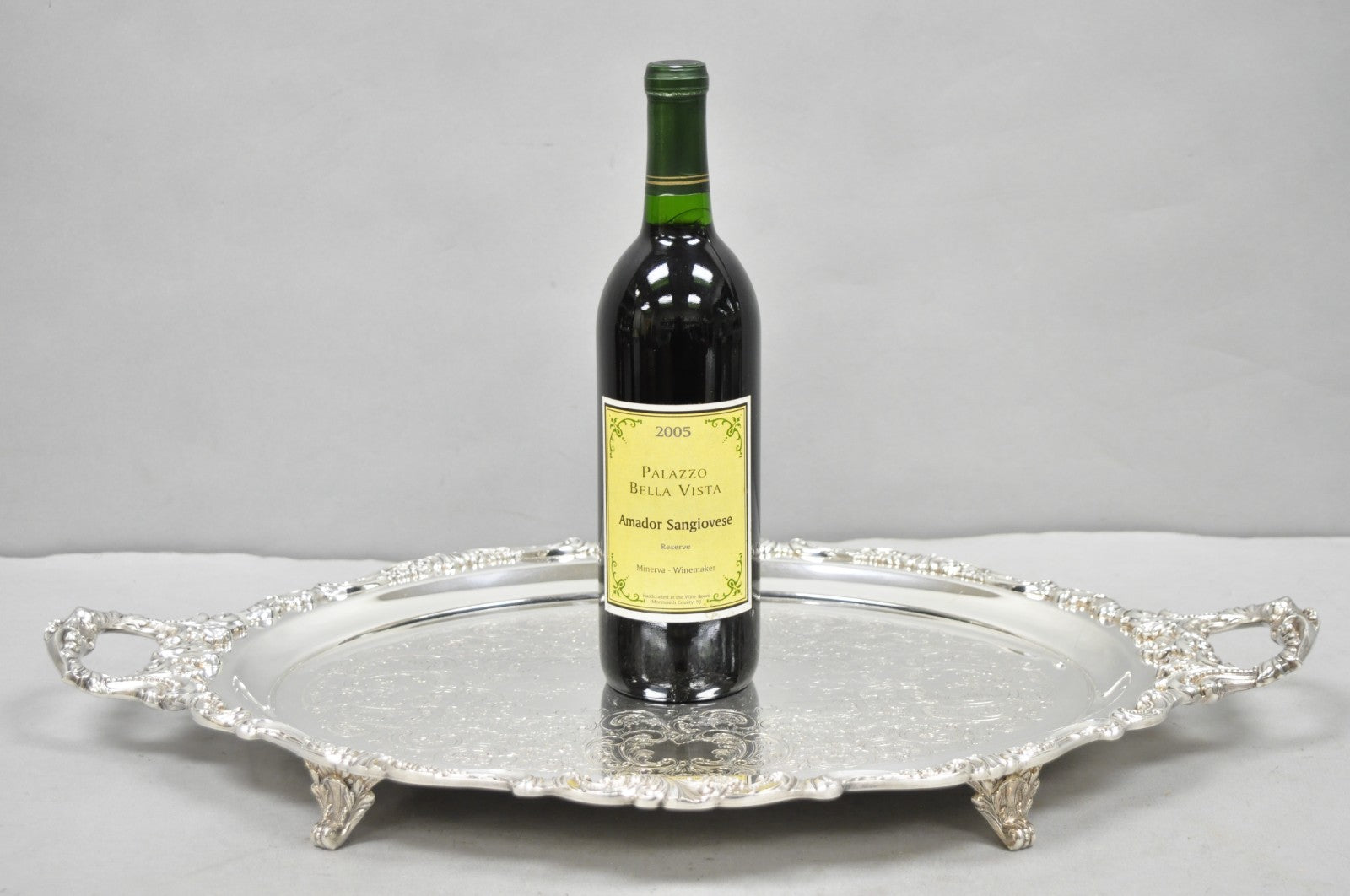 Vintage Baroque by Wallace 293F Victorian Silver Plated Oval Bar Serving Tray