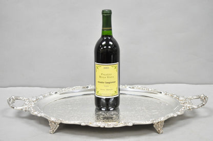 Vintage Baroque by Wallace 293F Victorian Silver Plated Oval Bar Serving Tray