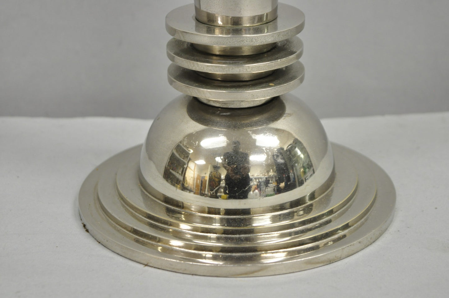Vintage Frederick Cooper Art Deco Style Chrome "Atomic" Steel Table Lamp