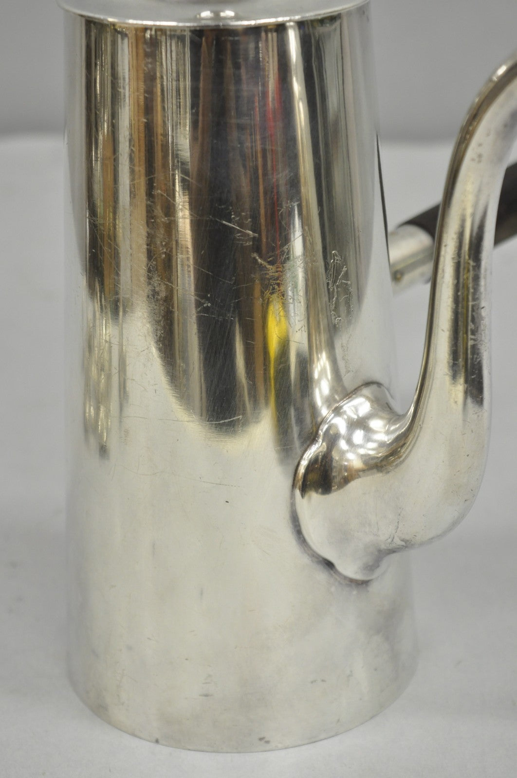 Vintage US Navy Art Deco Silver Plated Coffee Tea Pot Kettle w/ Wooden Handle