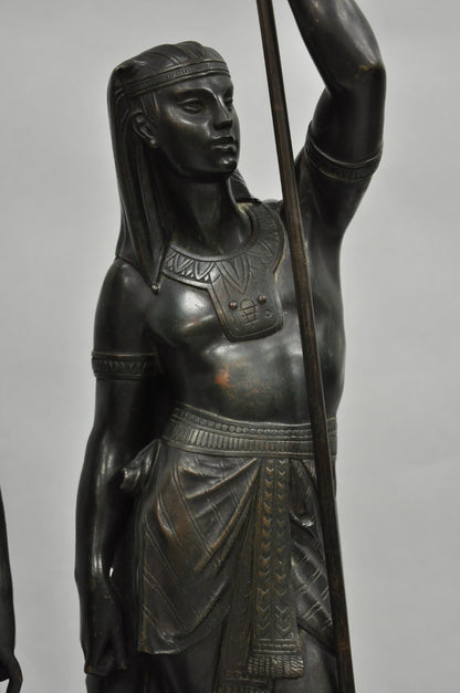 Egyptian Revival Bronze Priest & Priestess Figures after Émile Louis Picault