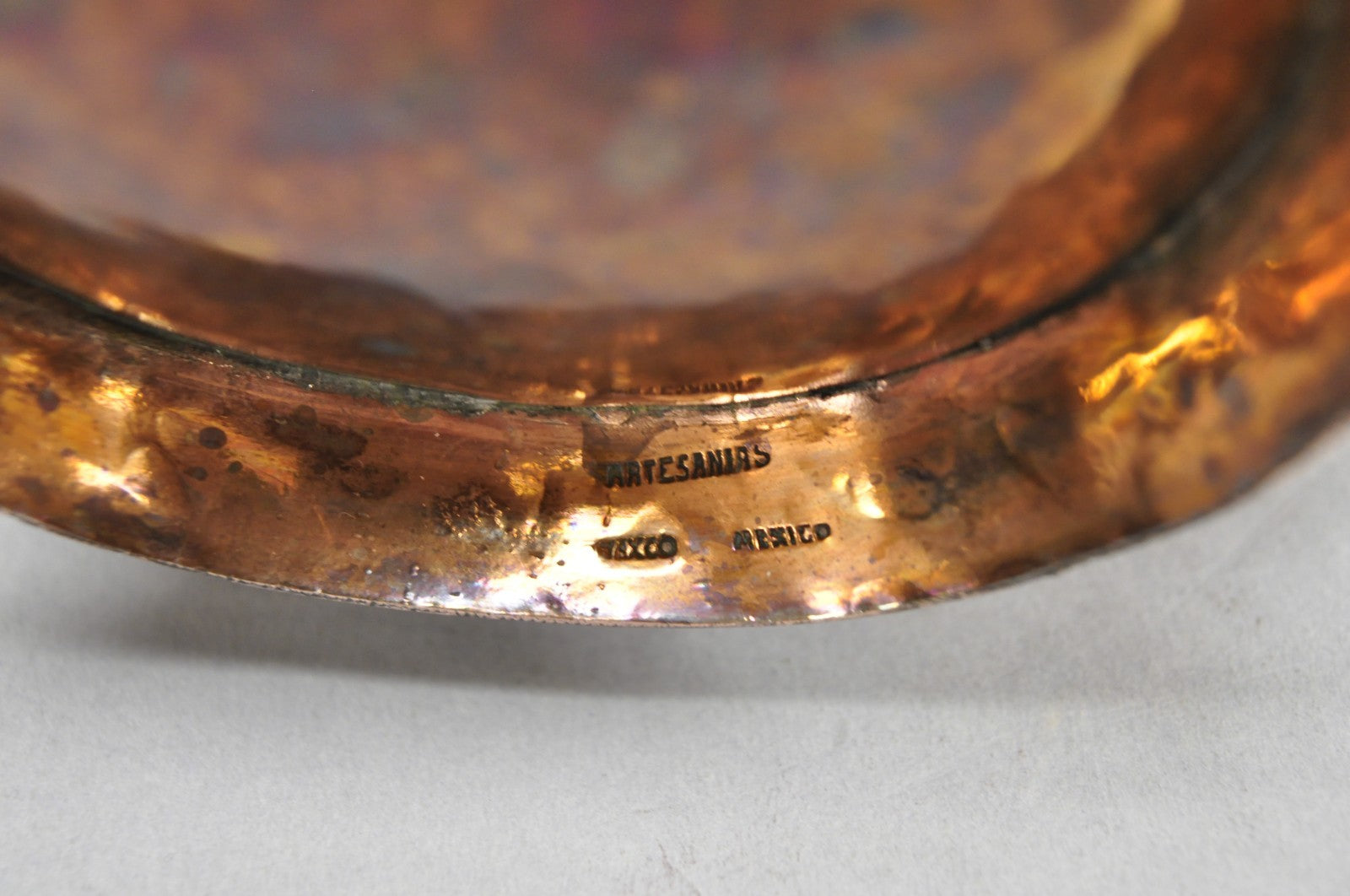 Vintage Artesanias Taxco Mexico Primitive Water Pitcher Silver Mounted Copper