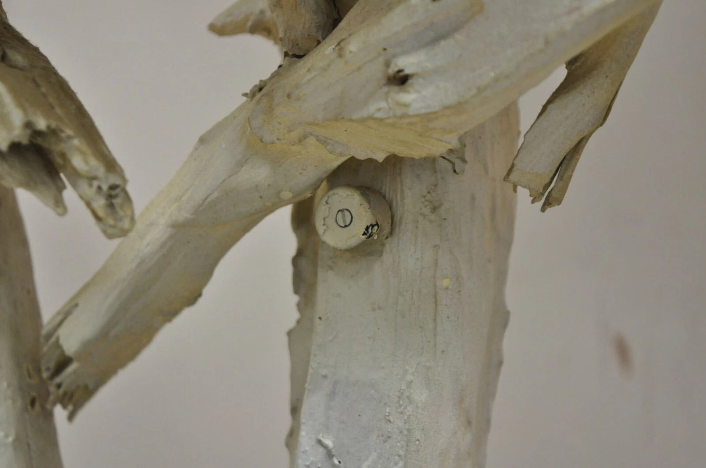 Vintage Mid Century Modern White Driftwood Kidney Glass Side Table Floor Lamp