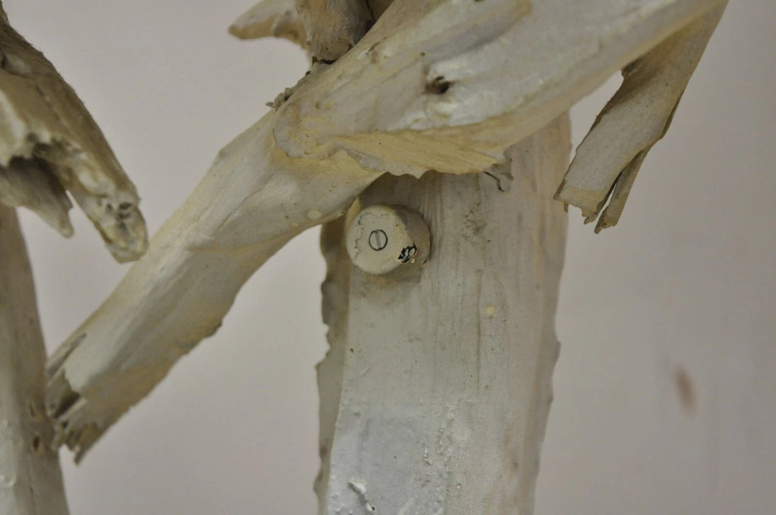 Vintage Mid Century Modern White Driftwood Kidney Glass Side Table Floor Lamp