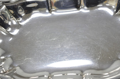 Vintage English Victorian Style Scalloped Oval Narrow Silver Plated Trinket Dish