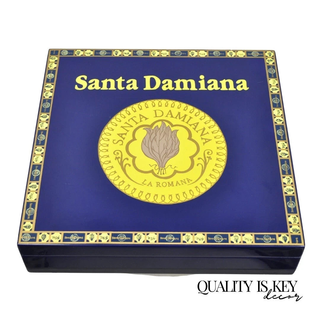 Santa Damiana La Romana Blue Lacquered Wood Cigar Humidor Box