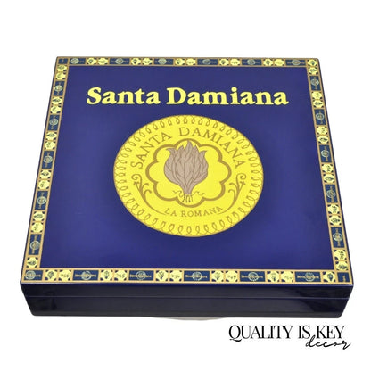 Santa Damiana La Romana Blue Lacquered Wood Cigar Humidor Box