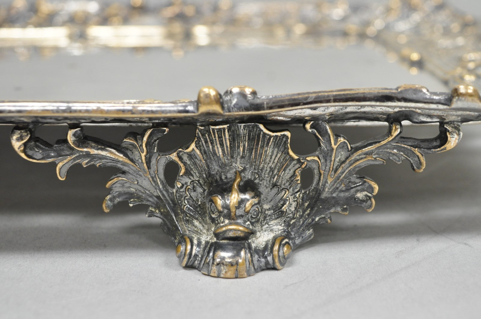 French Renaissance Bacchanal Scene Silver Plated Bacchus Figural Platter Tray