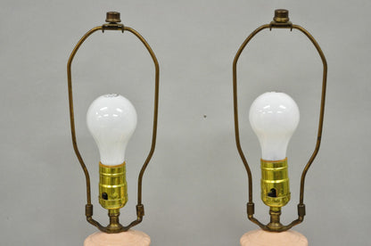 Vintage Italian Neoclassical Pink Porcelain Urn Table Lamps w/ Bearded Man, Pair
