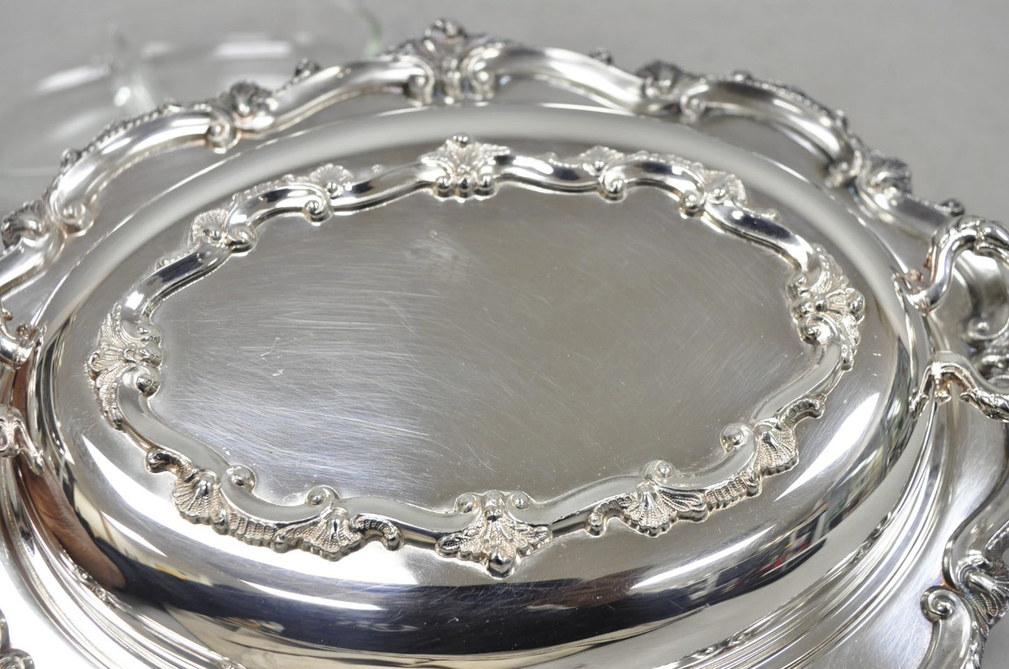 Vintage Victorian Silver Plated Covered Vegetable Serving Dish with Glass Liner