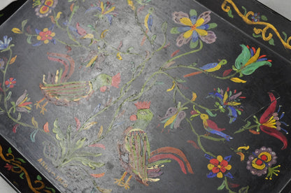 Vintage Lida Bell Clark French Country PA Dutch Hand Painted Toleware Metal Tray