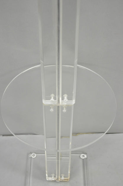 Vintage Mid Century Modern Lucite Acrylic Skyscraper Side Table Floor Lamp