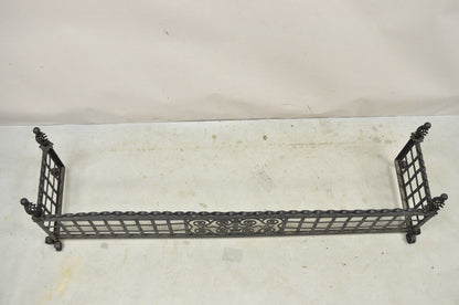 Antique Gothic Wrought Iron Spiral Twist 56" Fireplace Mantel Fender Surround