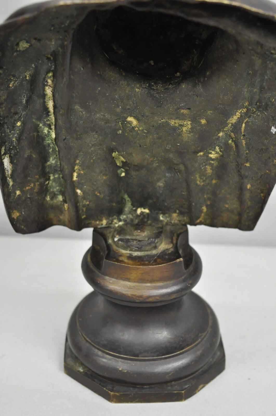 Vintage Greek Classical Style Patinated Cast Bronze Bust Sculpture of Homer