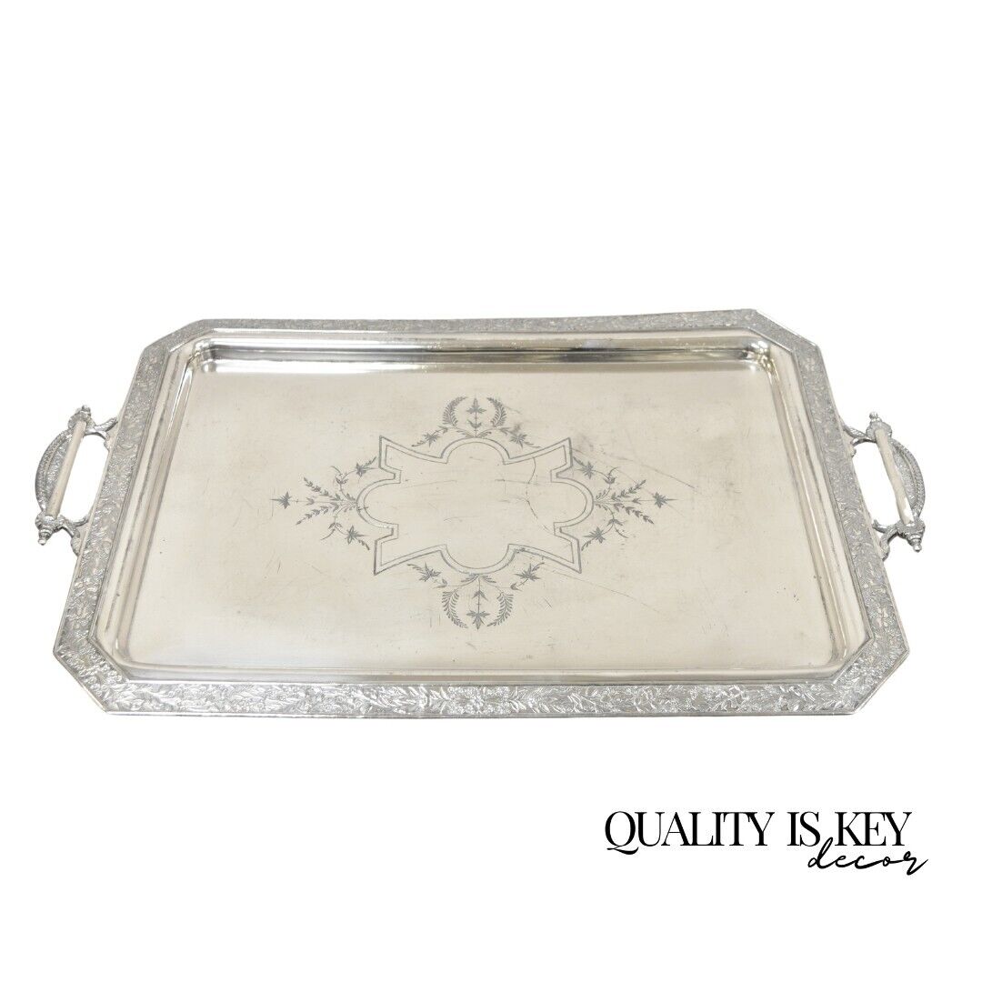 Antique Wilcox Victorian Aesthetic Movement Silver Plated Serving Platter Tray