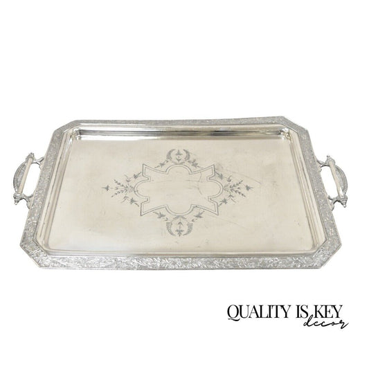 Antique Wilcox Victorian Aesthetic Movement Silver Plated Serving Platter Tray