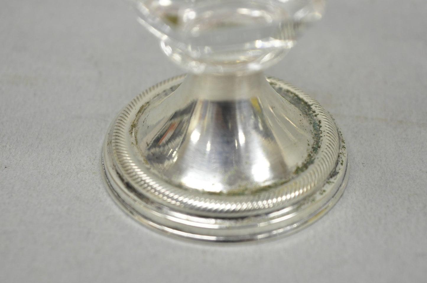Antique English Victorian Crystal Glass & Silver Sweetmeat Candy Nut Dish, Set 6