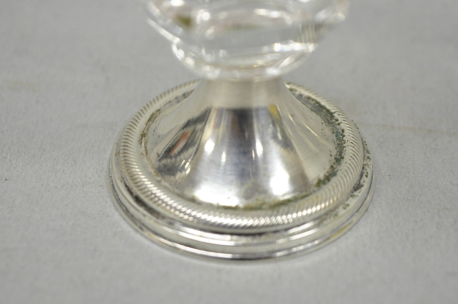 Antique English Victorian Crystal Glass & Silver Sweetmeat Candy Nut Dish, Set 6