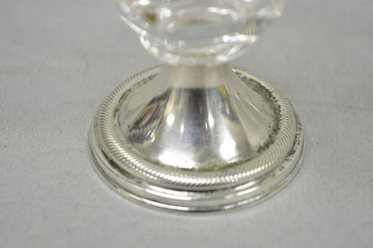 Antique English Victorian Crystal Glass & Silver Sweetmeat Candy Nut Dish, Set 6