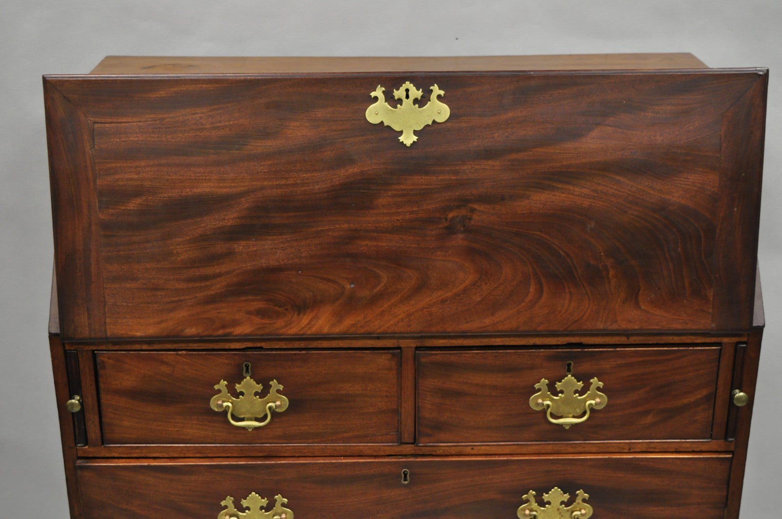Antique 19th C. Chippendale George III Mahogany Slant Front Secretary Desk