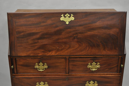 Antique 19th C. Chippendale George III Mahogany Slant Front Secretary Desk