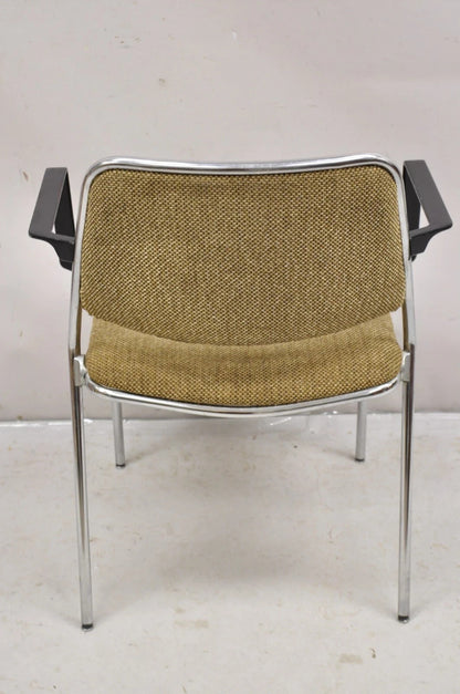 Vintage Sculpted Chrome Frame Post Mid Century Modern Office Arm Chair