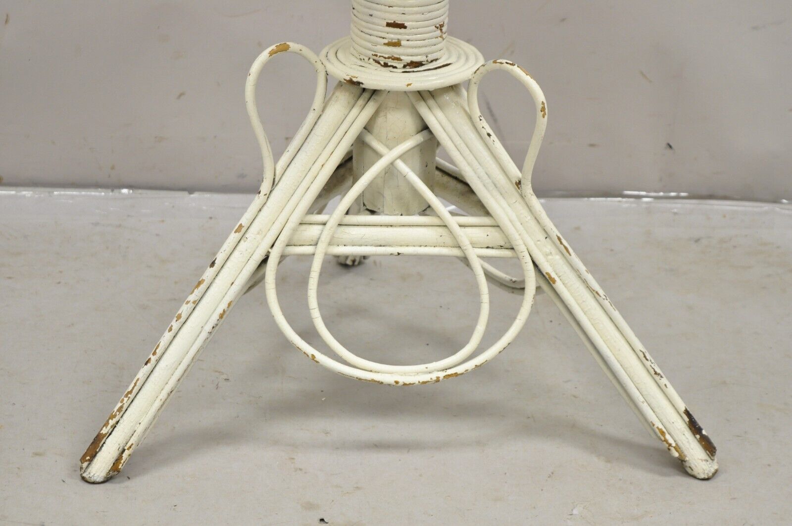 Antique Victorian Bentwood Wicker Rattan White Painted Accent Side Table