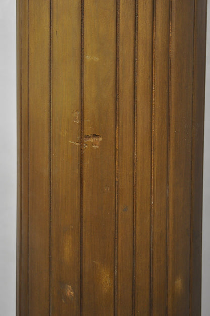 Antique Art Deco 75" Tall Wooden Pedestal Column Geometric Chevron Carved - Pair
