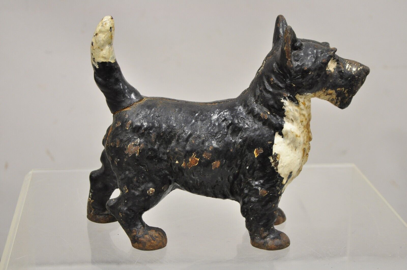 Antique Victorian Cast Iron Small Scottie Dog Metal Black Painted Door Stop