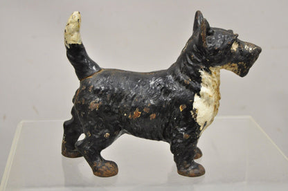 Antique Victorian Cast Iron Small Scottie Dog Metal Black Painted Door Stop
