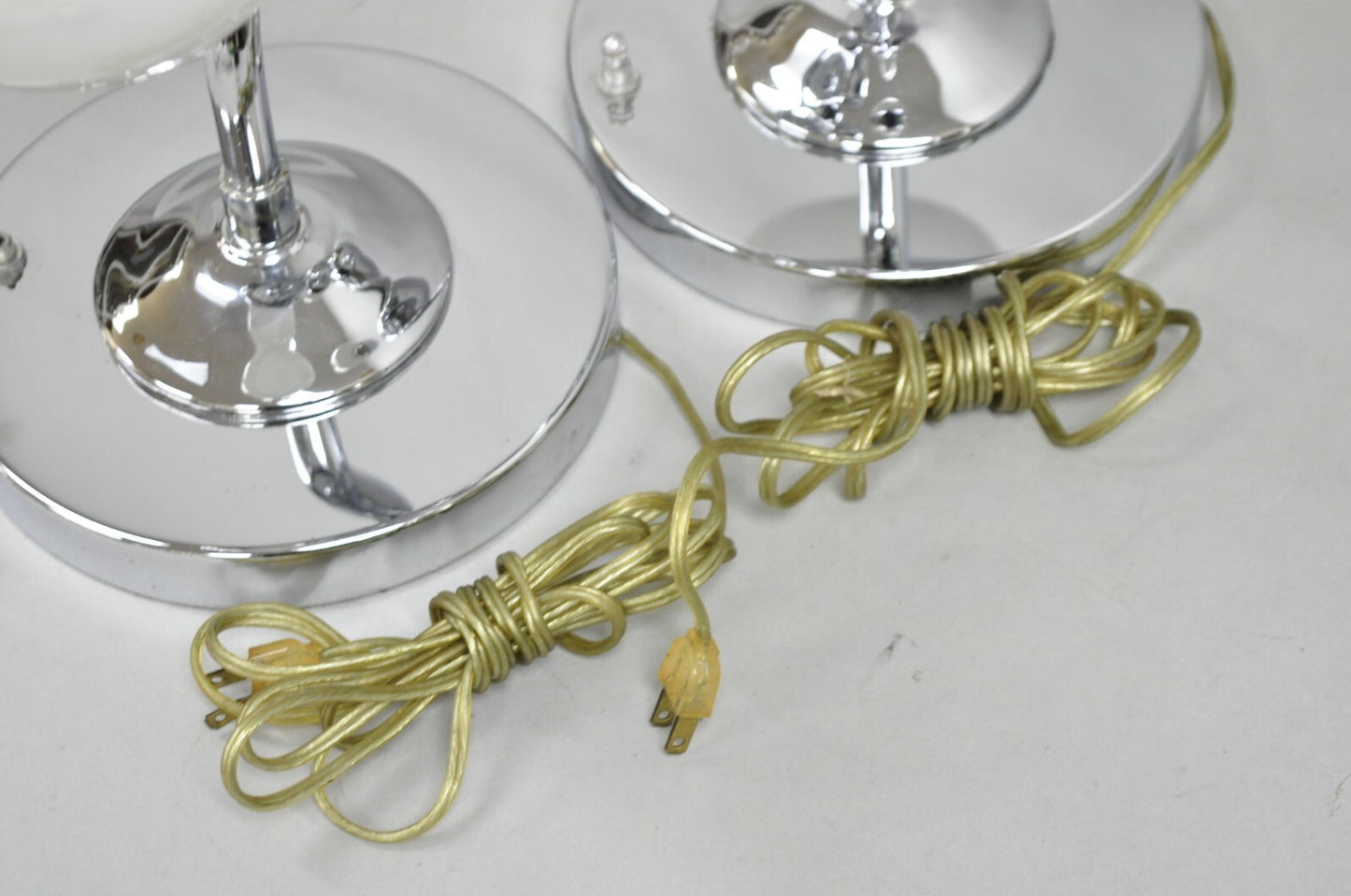 Vintage Mid Century Modern Sculptural Chrome Orb 3 Light Table Lamp -  a Pair