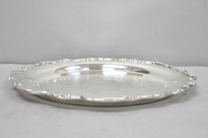 Vintage WM Rogers Wellington 1171 Round Silver Plated Etched Floral Platter Tray