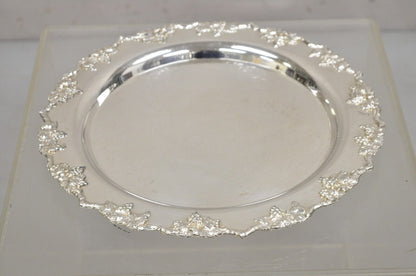 Antique English Victorian Silver Plated Grapevine Round Serving Platter Tray