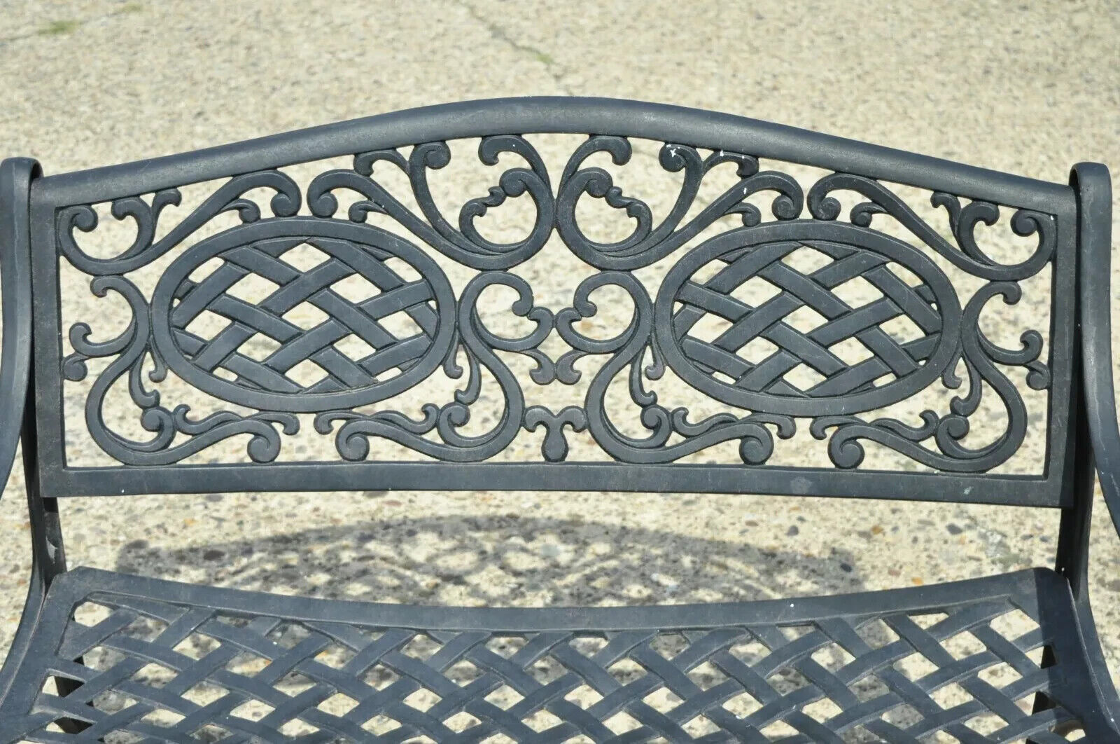 Tuscan Mediterranean Style Black Cast Aluminum Garden Patio Bench Loveseat (A)