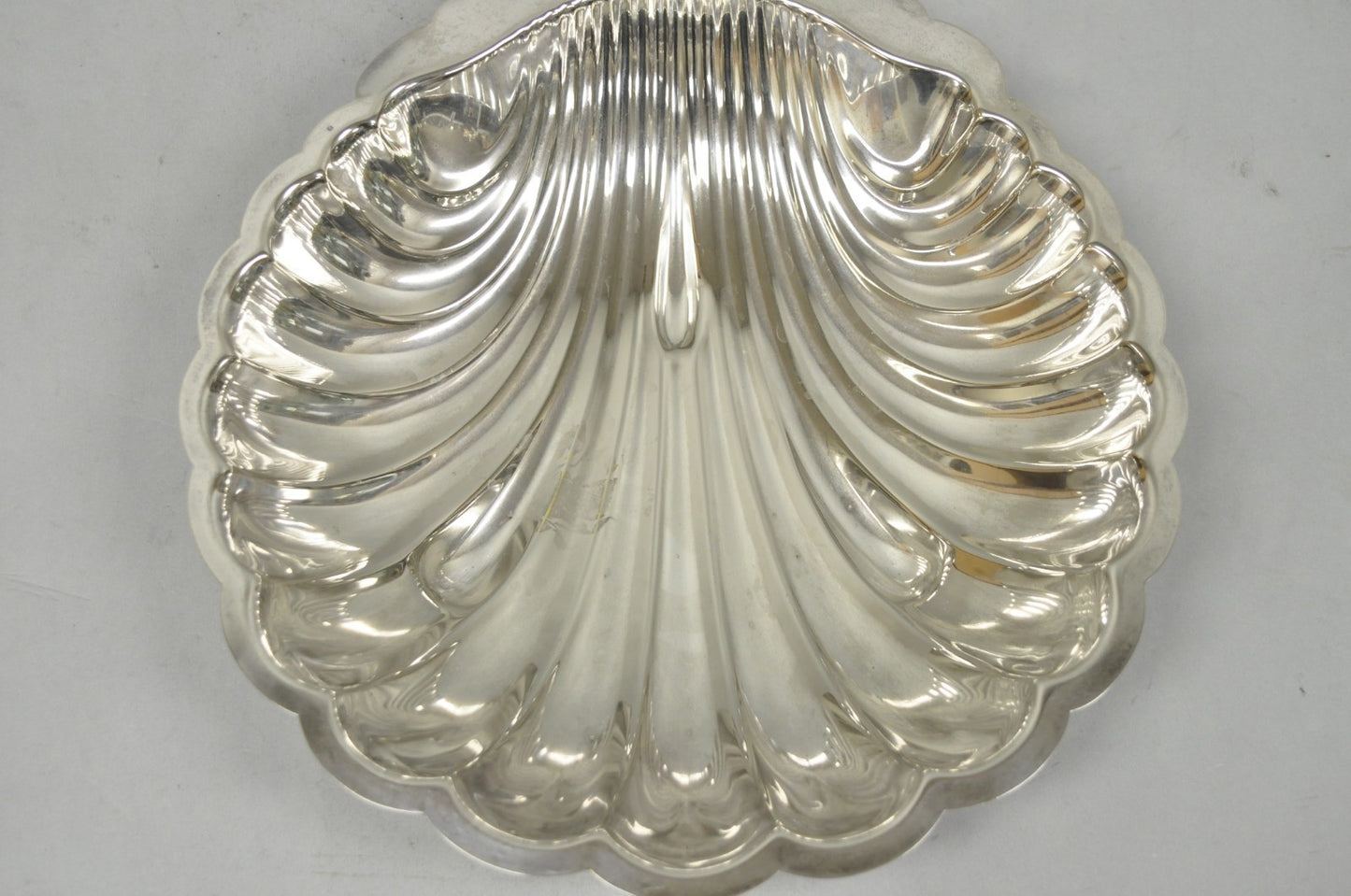 Vintage Mid Century Modern Large Silver Plated Clam Shell Serving Dish Platter