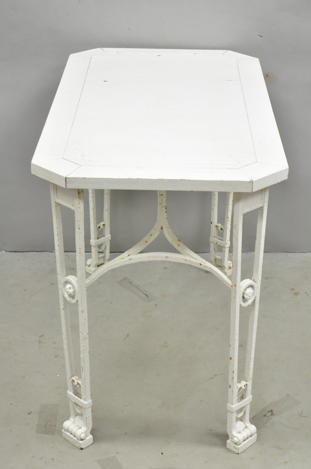 Antique Gothic Renaissance Wrought Iron Stretcher Base Potting Side Table (B)