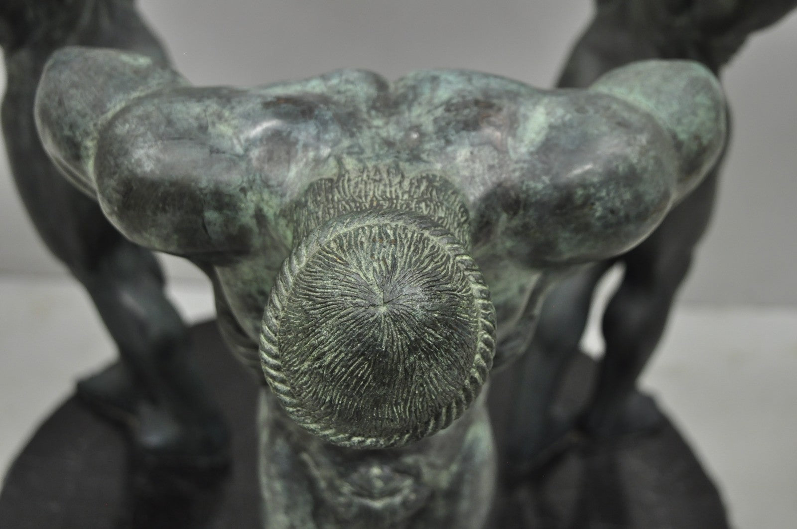 Maitland Smith Neoclassical Bronze Figural Greco Roman Pedestal Dining Table