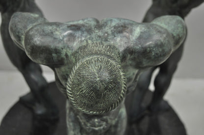 Maitland Smith Neoclassical Bronze Figural Greco Roman Pedestal Dining Table