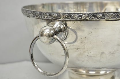 Vintage Victorian Silver Plated Footed Twin Handle Punch Bowl Set w/ 12 Cups