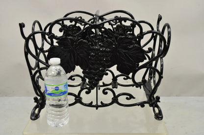 Vintage Victorian Style Black Cast Iron 6 Wine Bottle Rack Holder with Grapes