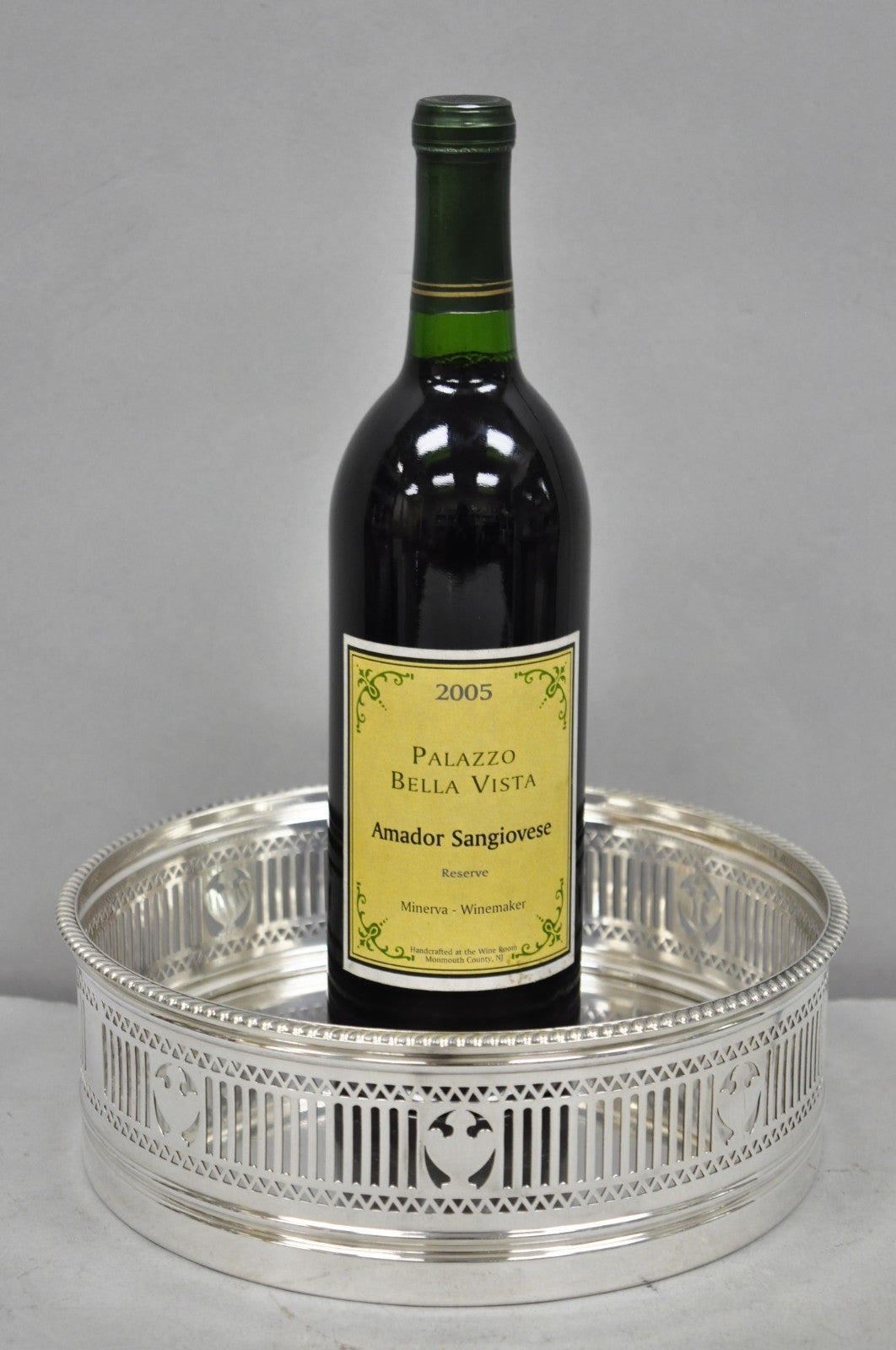 Antique Gorham English Edwardian Silver Plated "Urns" Large 9" Bar Wine Coaster