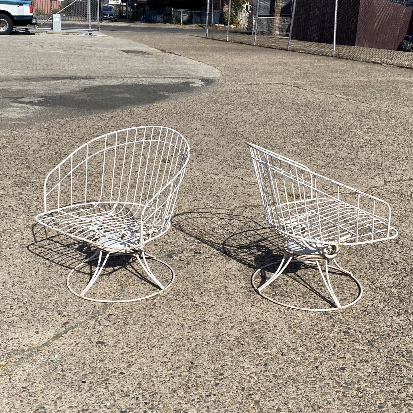 Vintage Homecrest Bottemiller Mid Century Modern Metal Swivel Club Chairs - Pair