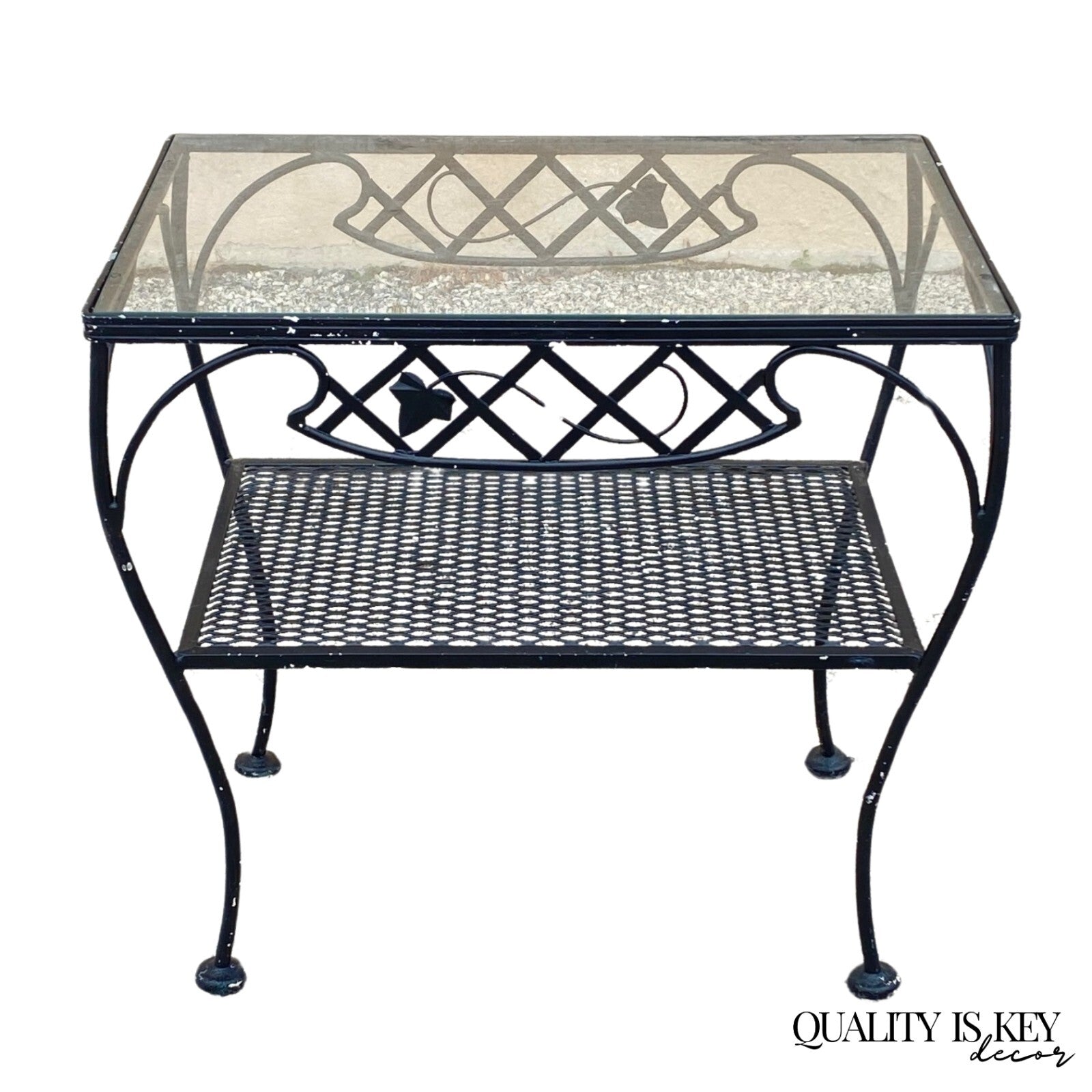 Vintage Wrought Iron Meadowcraft Salterini Style 2 Tier Garden Patio Side Table
