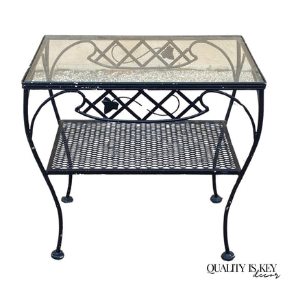 Vintage Wrought Iron Meadowcraft Salterini Style 2 Tier Garden Patio Side Table