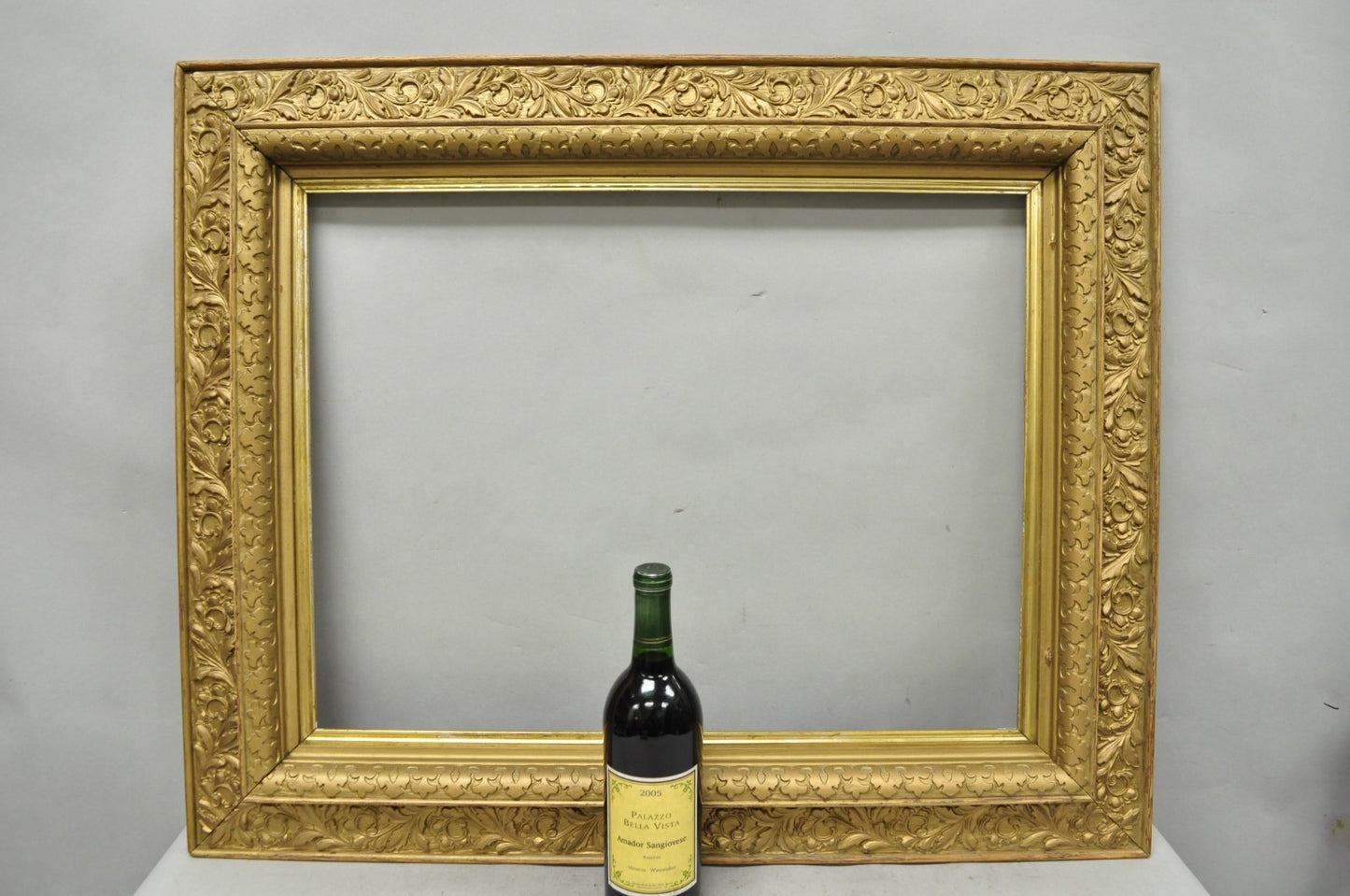 Antique Victorian Gold Gilt Oak Wood Leafy Scroll Deep Picture Frame 32.5 x 26.5