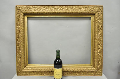 Antique Victorian Gold Gilt Oak Wood Leafy Scroll Deep Picture Frame 32.5 x 26.5
