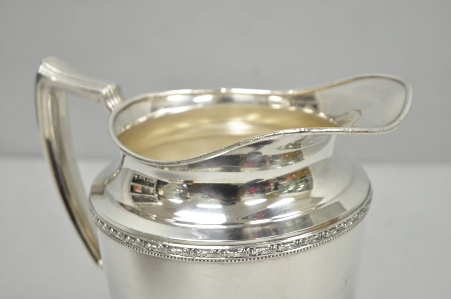 Vintage WMA Rogers Victorian Silver Plated Bulbous Footed Water Pitcher
