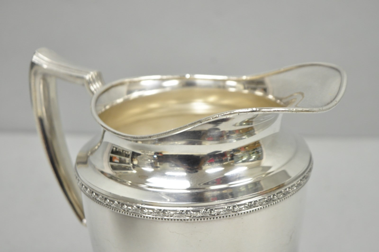 Vintage WMA Rogers Victorian Silver Plated Bulbous Footed Water Pitcher