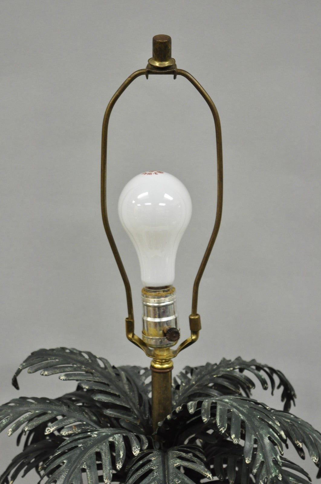 Vintage Italian Hollywood Regency Tole Metal Tropical Palm Tree Table Lamp