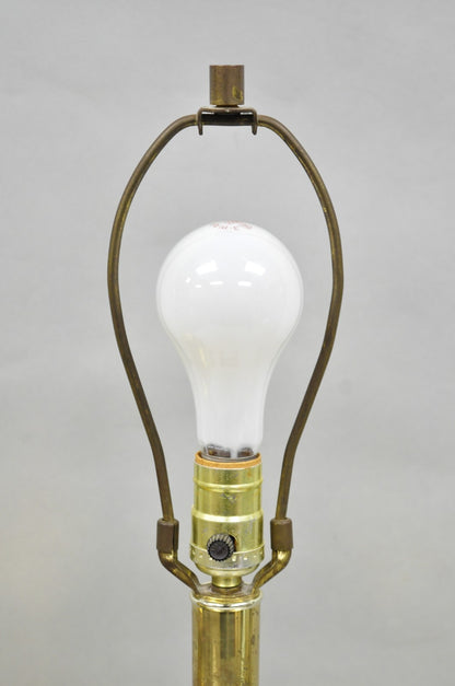 Vintage Chinoiserie Brass Hexagonal Oriental Ginger Jar Table Lamps - a Pair